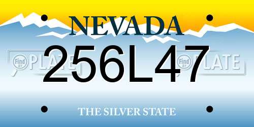 256L47 Nevada License Plate