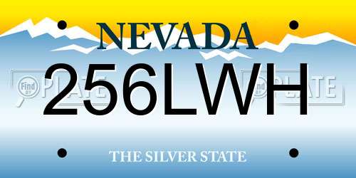 256LWH Nevada License Plate