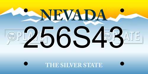 256S43 Nevada License Plate