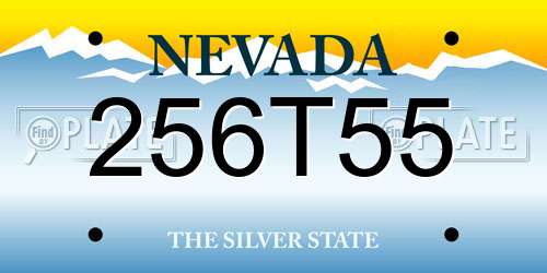 256T55 Nevada License Plate