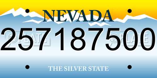 257187500 Nevada License Plate