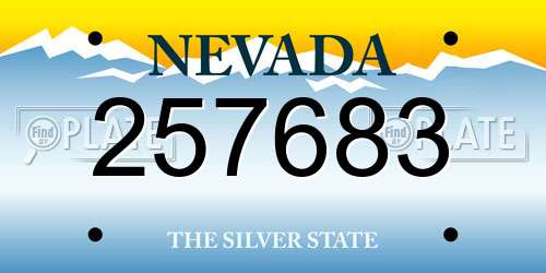 257683 Nevada License Plate