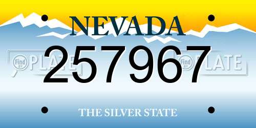 257967 Nevada License Plate