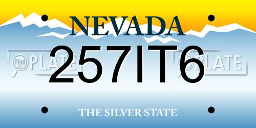 257IT6 Nevada License Plate
