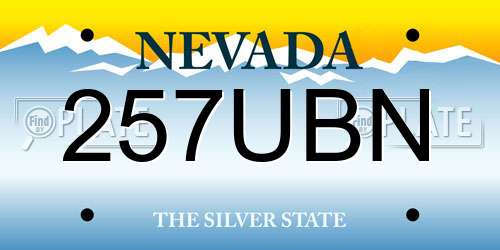 257UBN Nevada License Plate