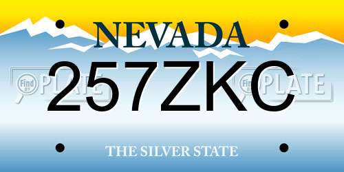 257ZKC Nevada License Plate