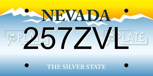 257ZVL Nevada License Plate