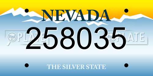 258035 Nevada License Plate