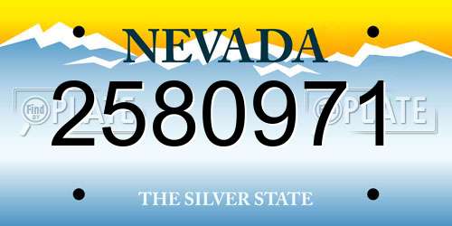 2580971 Nevada License Plate