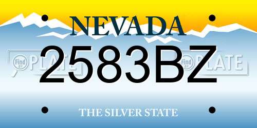 2583BZ Nevada License Plate
