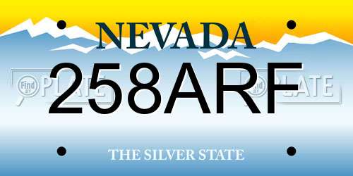258ARF Nevada License Plate