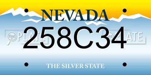 258C34 Nevada License Plate