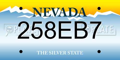 258EB7 Nevada License Plate