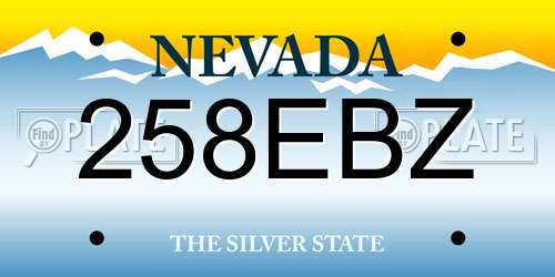 258EBZ Nevada License Plate