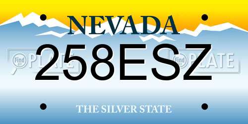 258ESZ Nevada License Plate