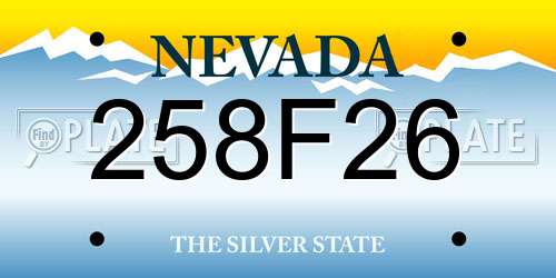 258F26 Nevada License Plate