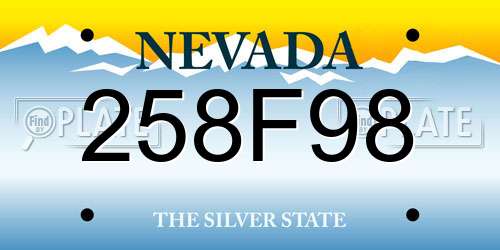 258F98 Nevada License Plate