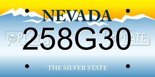 258G30 Nevada License Plate