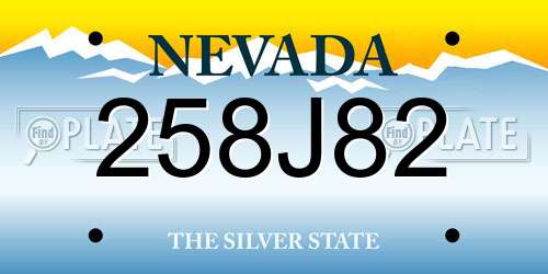 258J82 Nevada License Plate