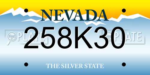 258K30 Nevada License Plate