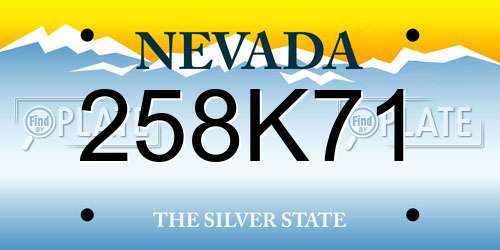 258K71 Nevada License Plate