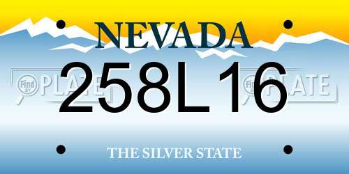 258L16 Nevada License Plate