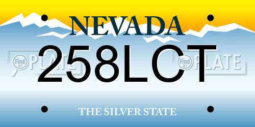 258LCT Nevada License Plate