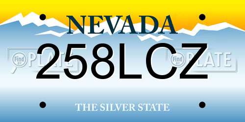 258LCZ Nevada License Plate
