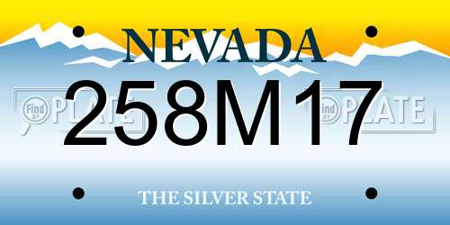 258M17 Nevada License Plate
