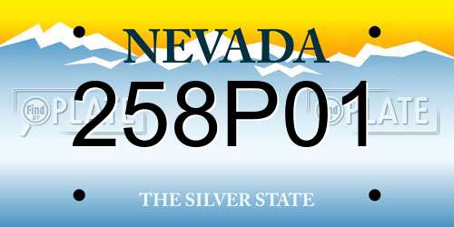 258P01 Nevada License Plate