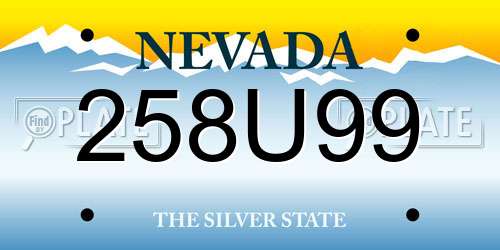 258U99 Nevada License Plate