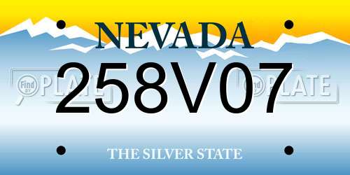 258V07 Nevada License Plate