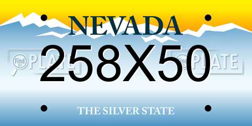 258X50 Nevada License Plate