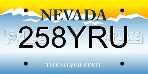 258YRU Nevada License Plate