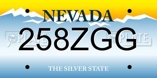 258ZGG Nevada License Plate
