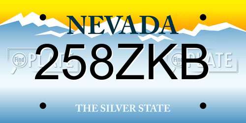 258ZKB Nevada License Plate