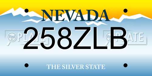 258ZLB Nevada License Plate