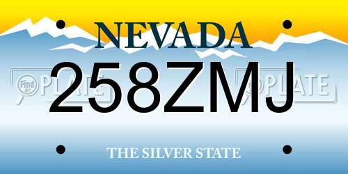 258ZMJ Nevada License Plate