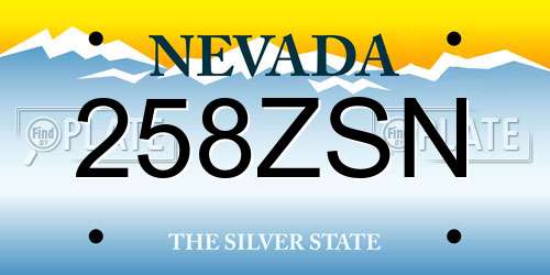 258ZSN Nevada License Plate