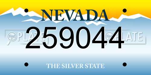 259044 Nevada License Plate