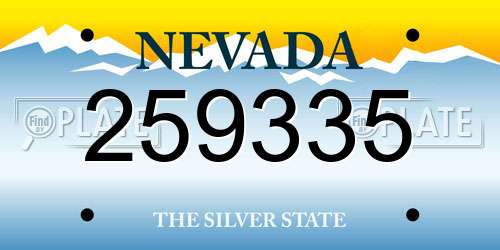 259335 Nevada License Plate