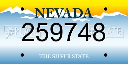 259748 Nevada License Plate