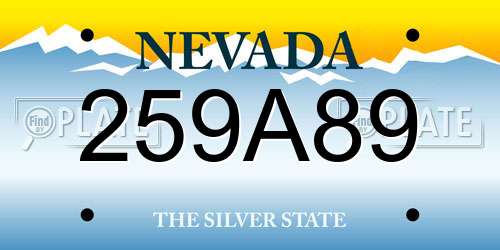 259A89 Nevada License Plate