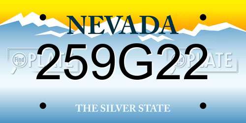 259G22 Nevada License Plate