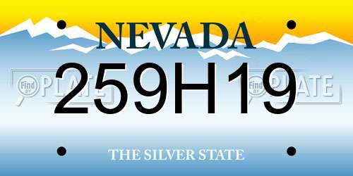 259H19 Nevada License Plate