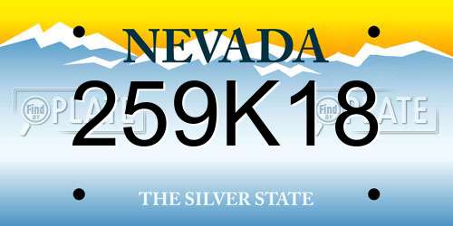 259K18 Nevada License Plate
