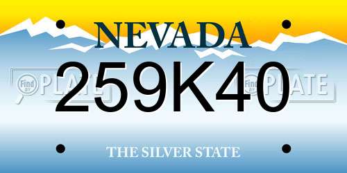 259K40 Nevada License Plate