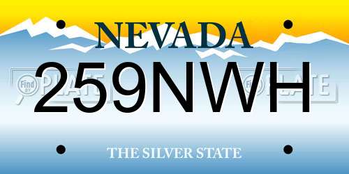 259NWH Nevada License Plate