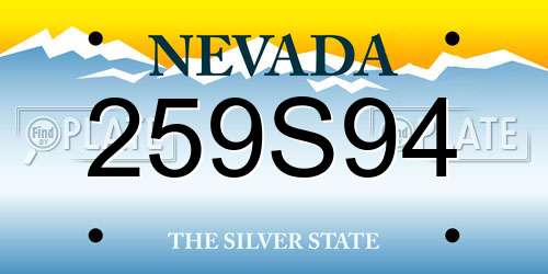 259S94 Nevada License Plate