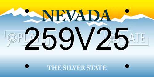 259V25 Nevada License Plate